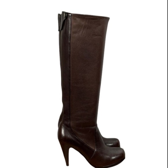 Coach KRISTA Tall Riding Leather Boots 7.5B Brown Calf Glove Fashion - Picture 3 of 12